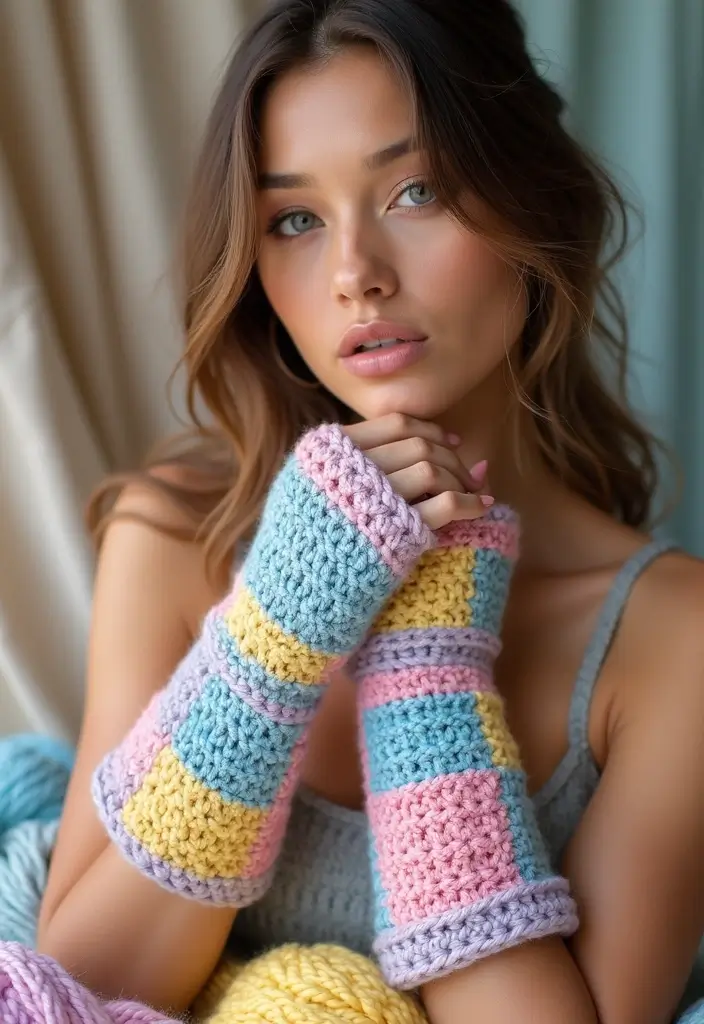 27 Cozy Crochet Fingerless Gloves Free Pattern Ideas for Autumn and Winter - 6. Textured Granny Square Fingerless Gloves