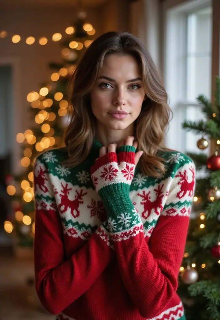 27 Cozy Crochet Fingerless Gloves Free Pattern Ideas for Autumn and Winter - 8. Festive Holiday Fingerless Gloves