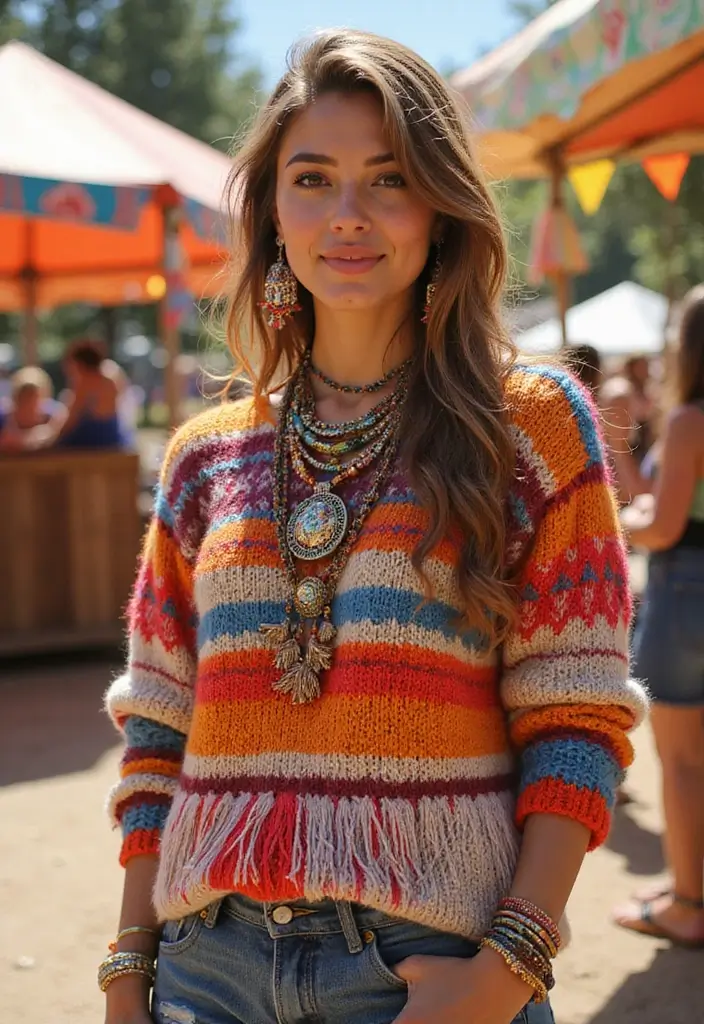 27 Cozy Crochet Sweater Pattern Free Ideas for Every Skill Level - 21. The Festival Sweater