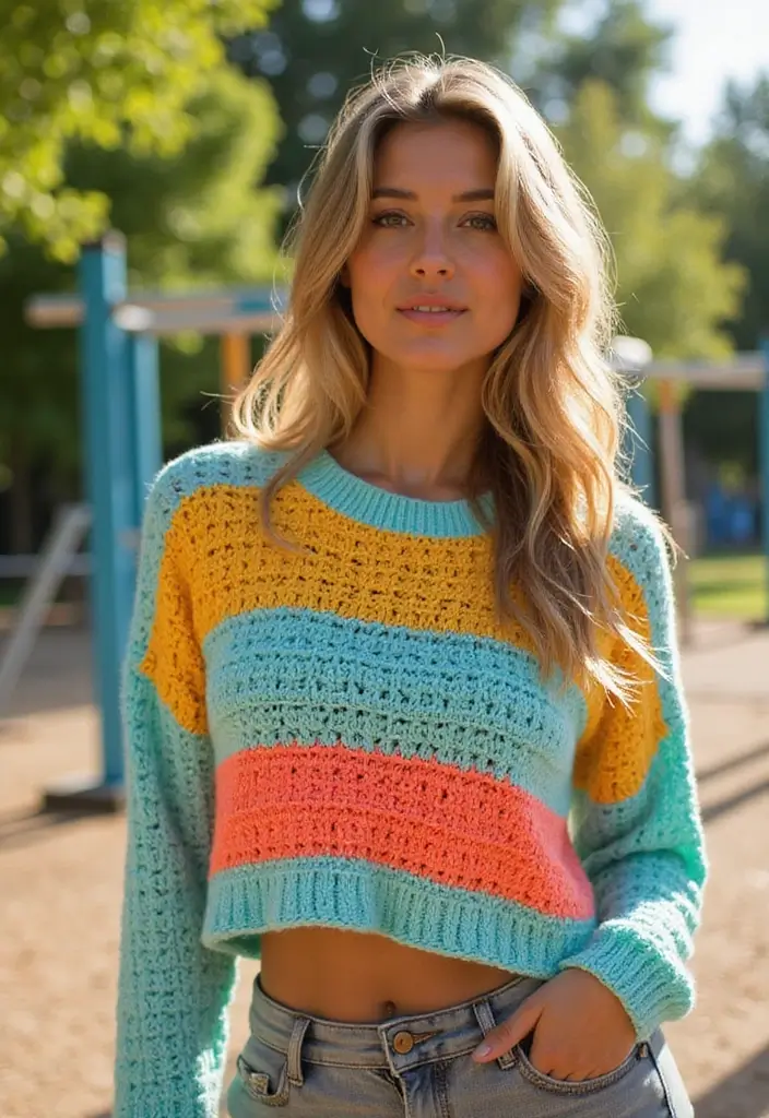 27 Cozy Crochet Sweater Pattern Free Ideas for Every Skill Level - 24. The Sporty Sweater