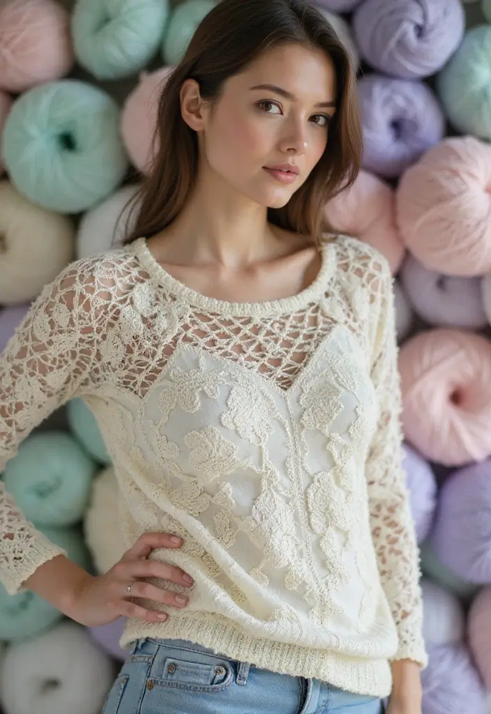 27 Cozy Crochet Sweater Pattern Free Ideas for Every Skill Level - 9. The Lace Sweater