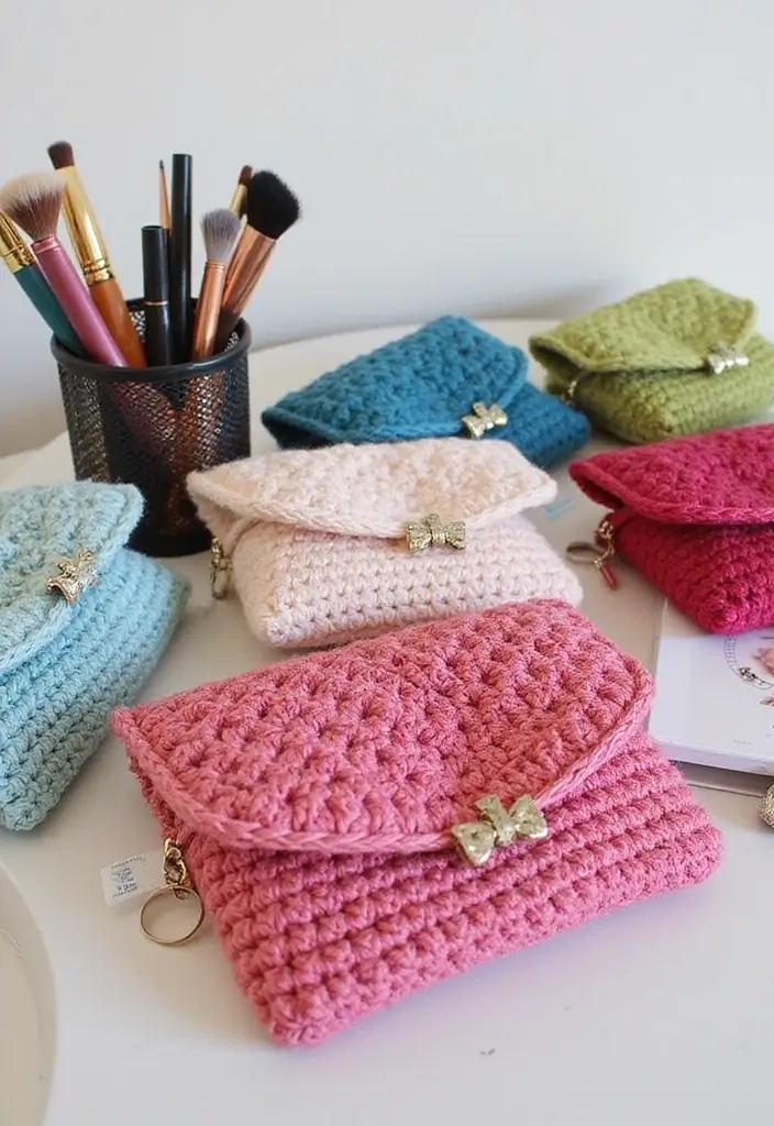 27 Creative Ideas on What to Crochet When Bored for Relaxing Craft Sessions - 17. Cute Pouches