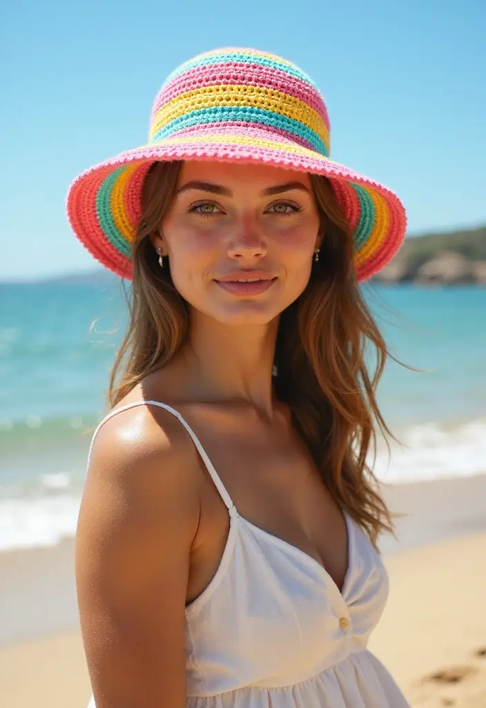 27 Crochet Bucket Hat Free Pattern Styles with Boho Flair - 2. Bright and Bold Stripes