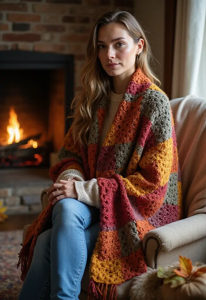27 Elegant Crochet Shawl Patterns for Every Season - 2. Cozy Granny Square Wrap