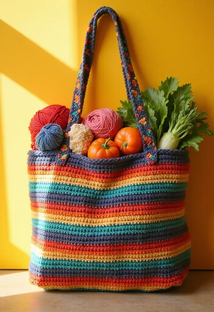 27 Simple Tutorials on How to Crochet for Beginners with Easy Stitches and Patterns - 11. Colorful Market Bag
