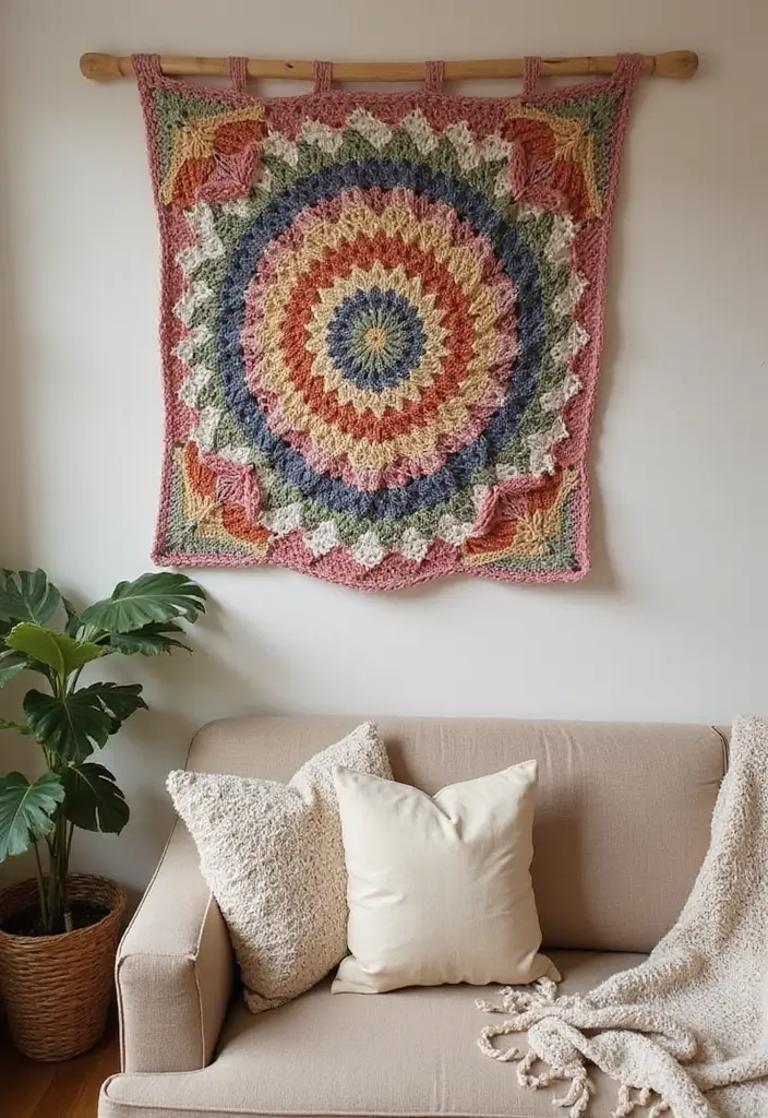 27 Simple Tutorials on How to Crochet for Beginners with Easy Stitches and Patterns - 25. Simple Wall Hanging