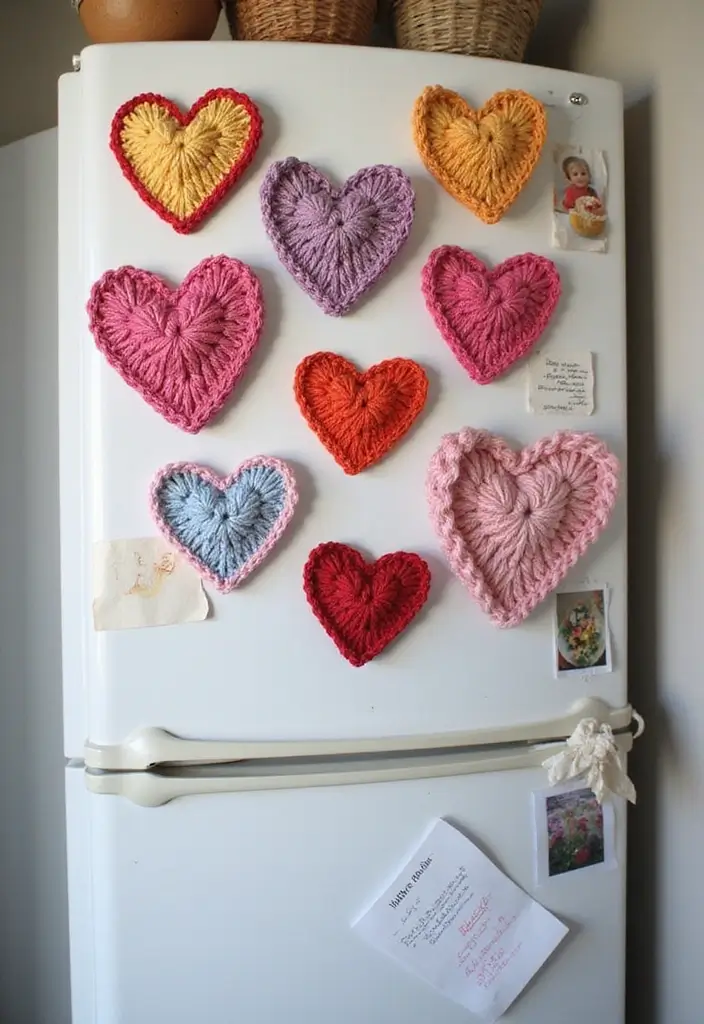 27 Step-by-Step Guides on How to Crochet a Heart: Patterns for Decor and Gifts - 11. Crochet Heart Magnets