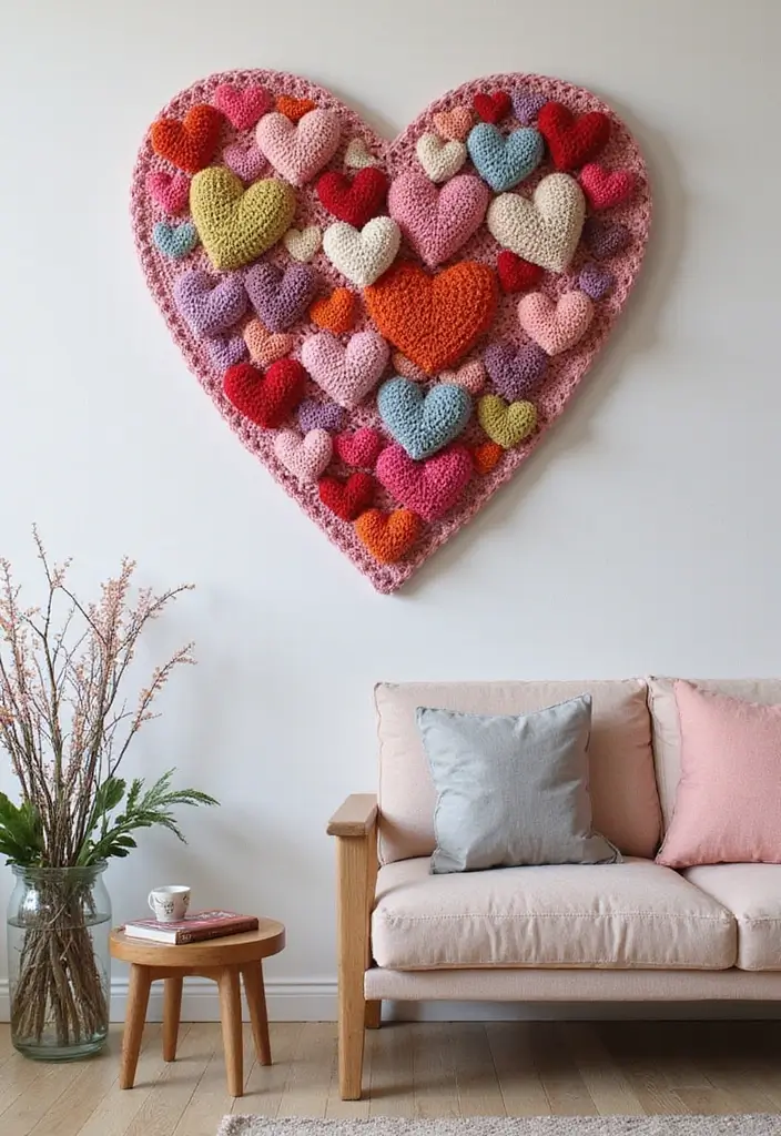 27 Step-by-Step Guides on How to Crochet a Heart: Patterns for Decor and Gifts - 14. Crochet Heart Wall Art
