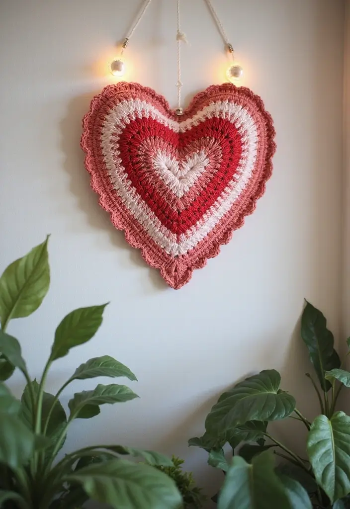 27 Step-by-Step Guides on How to Crochet a Heart: Patterns for Decor and Gifts - 17. Crochet Heart Wall Hanging