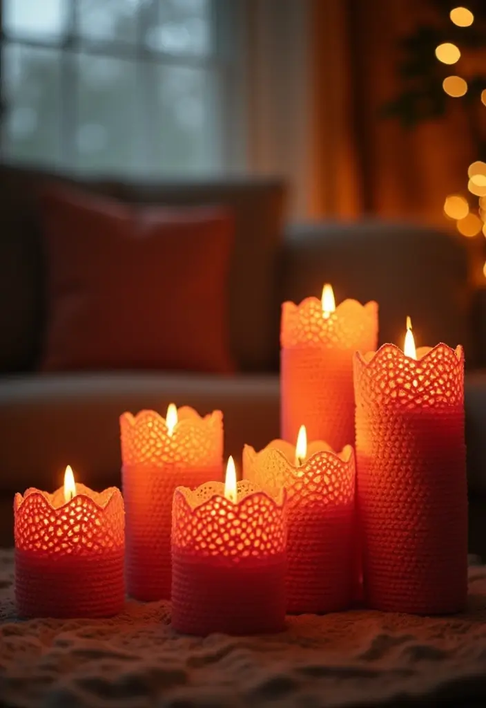 27 Step-by-Step Guides on How to Crochet a Heart: Patterns for Decor and Gifts - 19. Crochet Heart Candles