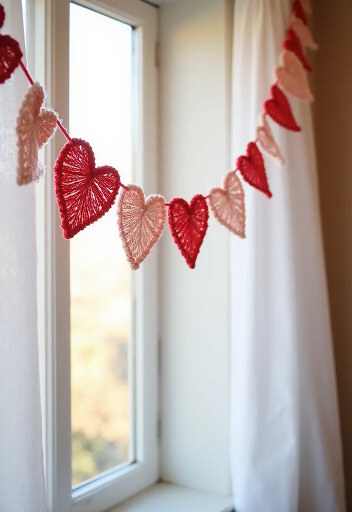 27 Step-by-Step Guides on How to Crochet a Heart: Patterns for Decor and Gifts - 3. Crochet Heart Garland