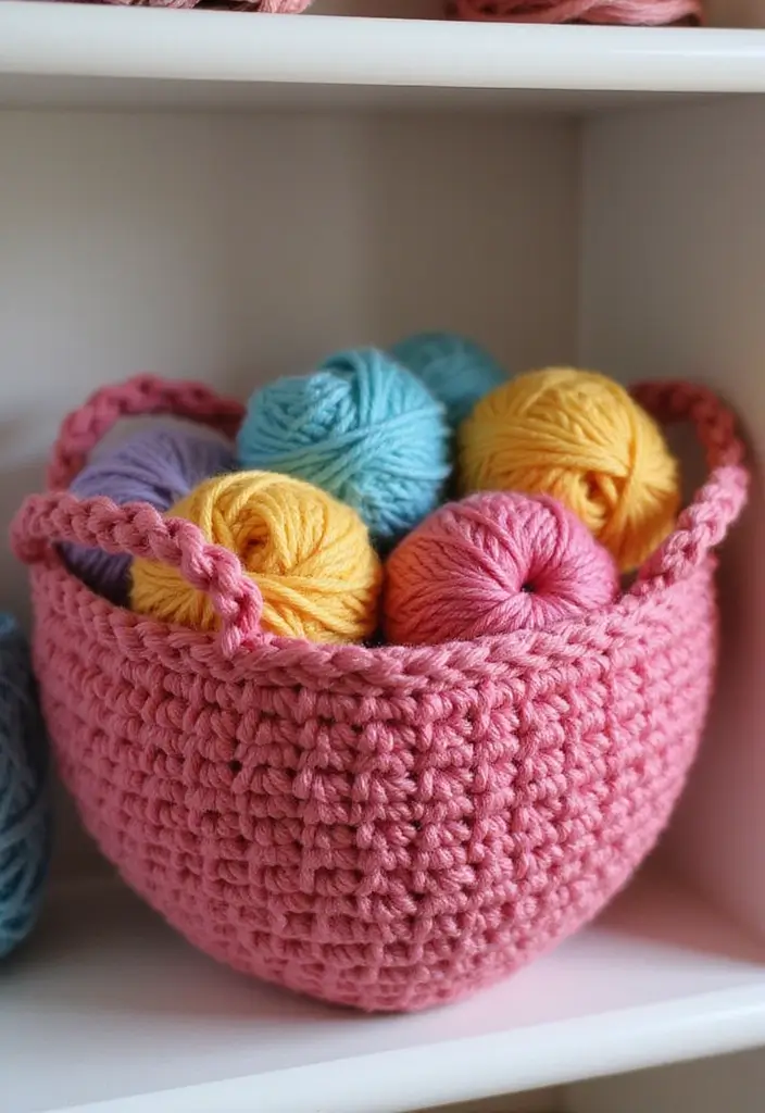 27 Step-by-Step Guides on How to Crochet a Heart: Patterns for Decor and Gifts - 8. Heart-Shaped Crochet Baskets