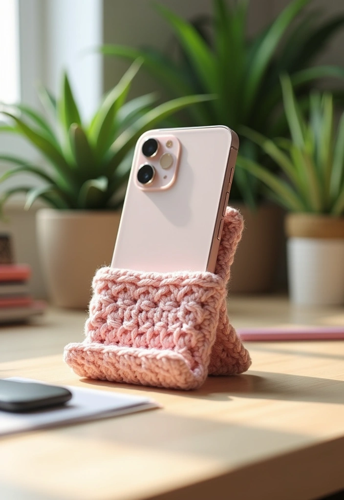 27 Unique Crochet Clothing and Accessories to Elevate Your Handmade Wardrobe - 25. Crochet Phone Stand