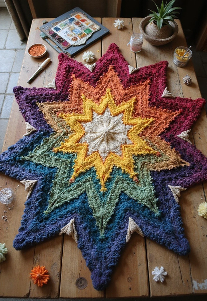 27 Vibrant and Colorful 6 Day Star Blanket Crochet Designs for Your Next Cozy Project - 16. Artistic Expression