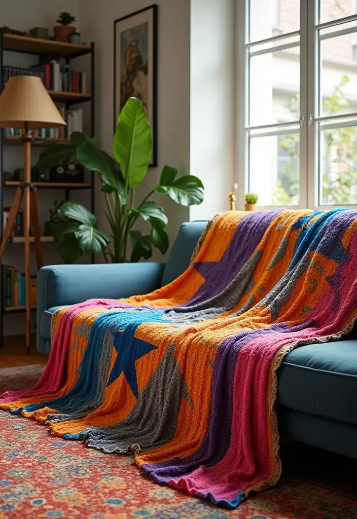 27 Vibrant and Colorful 6 Day Star Blanket Crochet Designs for Your Next Cozy Project - 21. Statement Colors