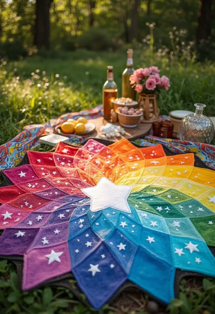 27 Vibrant and Colorful 6 Day Star Blanket Crochet Designs for Your Next Cozy Project - 3. Rainbow Delight