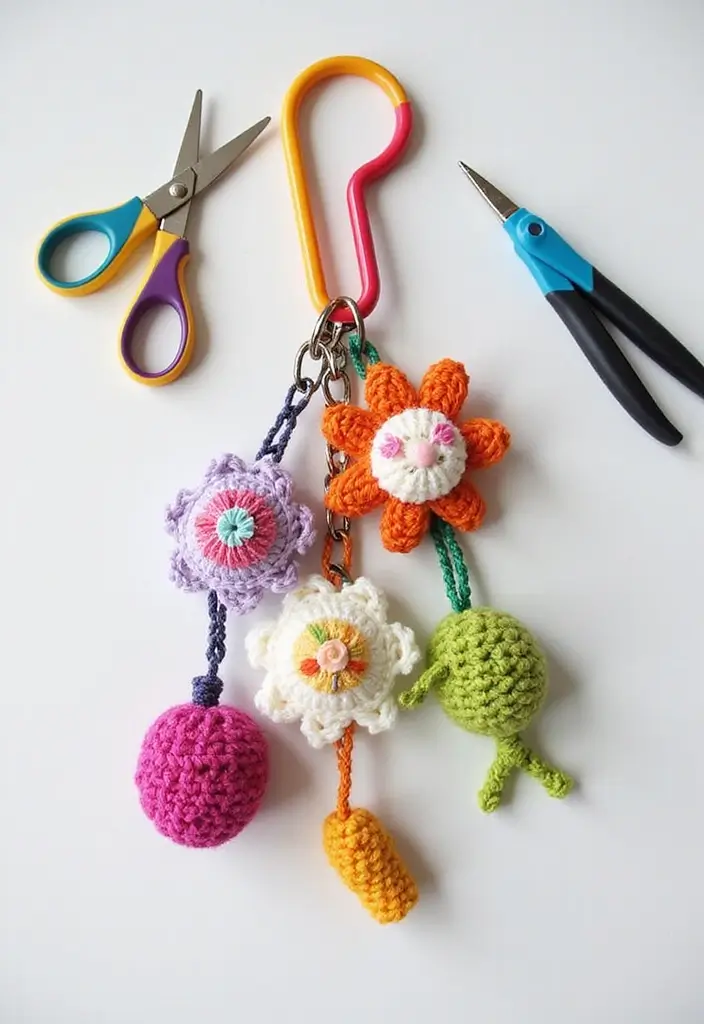 28 Crochet Patterns for Beginners with Basic Stitches Using Eco-Friendly Yarn - 12. Crocheted Keychain