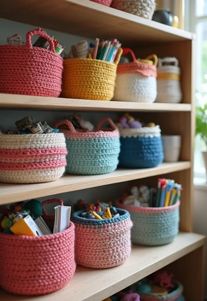 28 Crochet Patterns for Beginners with Basic Stitches Using Eco-Friendly Yarn - 15. Simple Crochet Baskets