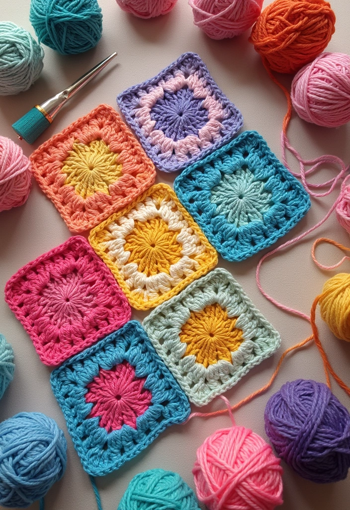 28 Crochet Patterns for Beginners with Basic Stitches Using Eco-Friendly Yarn - 2. Cozy Granny Square