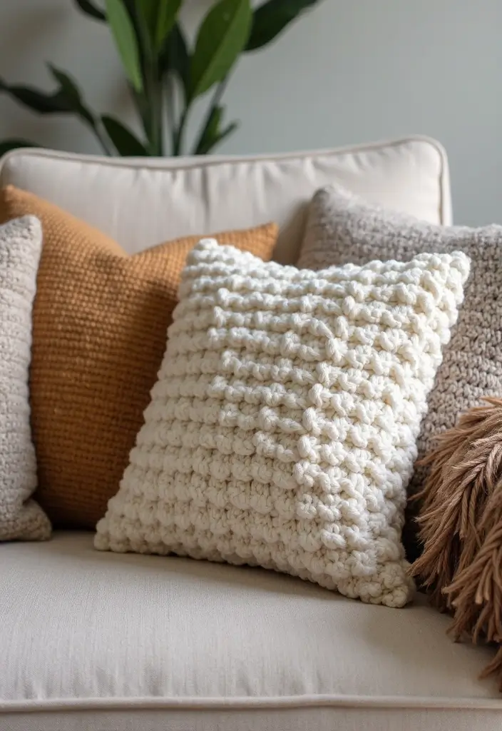 28 Crochet Patterns for Beginners with Basic Stitches Using Eco-Friendly Yarn - 22. Simple Crochet Puff Stitch Pillow