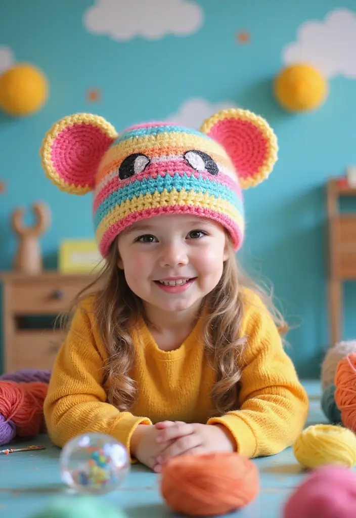 28 Crochet Patterns for Beginners with Basic Stitches Using Eco-Friendly Yarn - 23. Easy Crochet Animal Hat