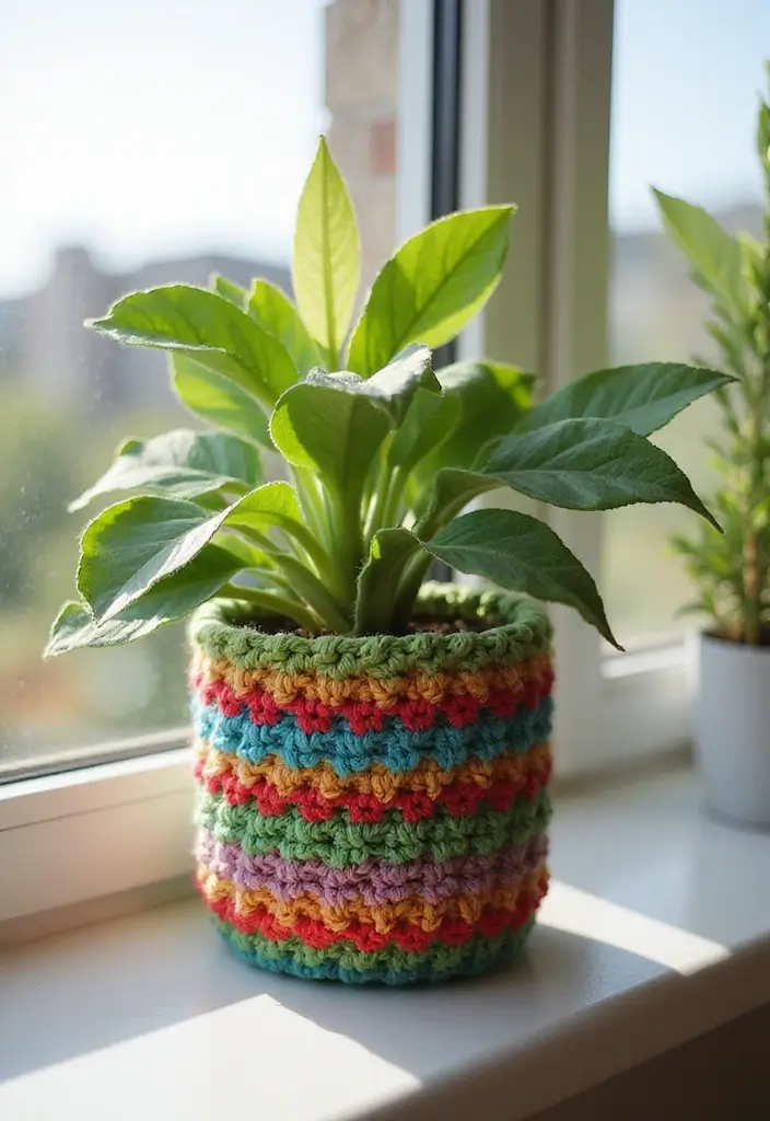 28 Crochet Patterns for Beginners with Basic Stitches Using Eco-Friendly Yarn - 5. Simple Crochet Plant Cozy