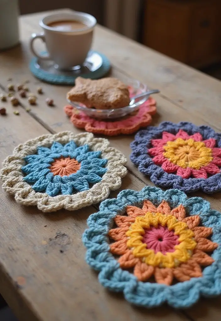 28 Crochet Patterns for Beginners with Basic Stitches Using Eco-Friendly Yarn - 7. Cute Crochet Coasters