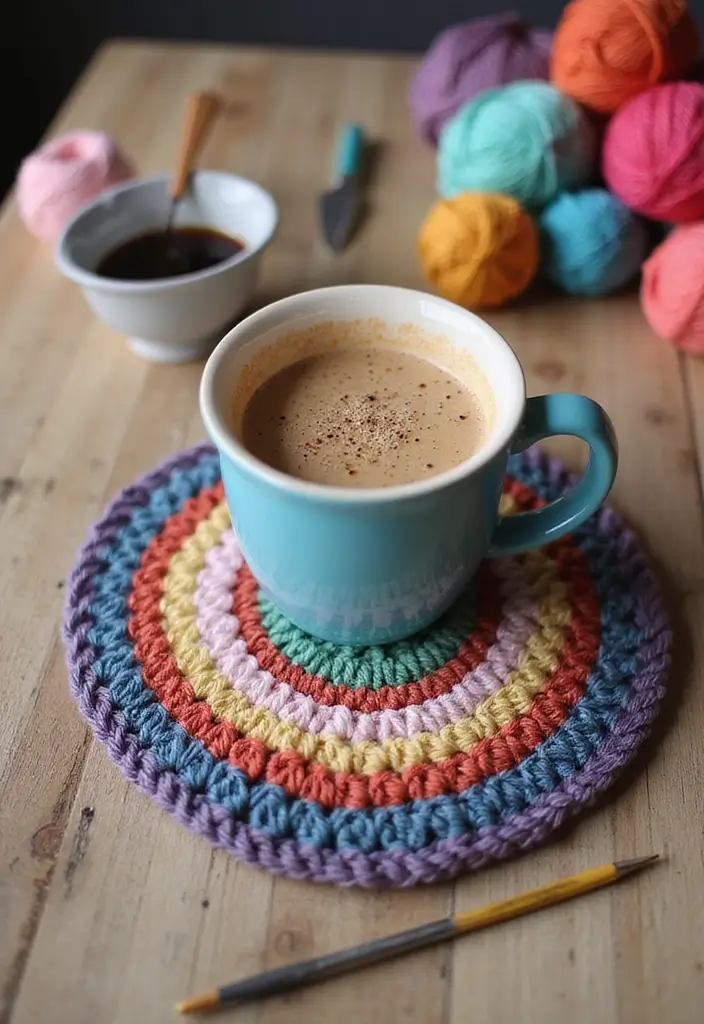 28 Crochet Patterns for Beginners with Basic Stitches Using Eco-Friendly Yarn - 9. Simple Crochet Mug Rug