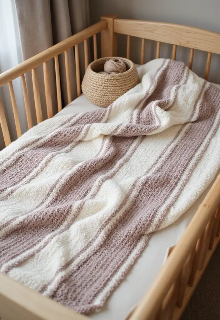 28 Cute and Warm Crochet Baby Blanket Free Pattern Designs Perfect for Newborn Gifts - 3. Simple Striped Baby Blanket