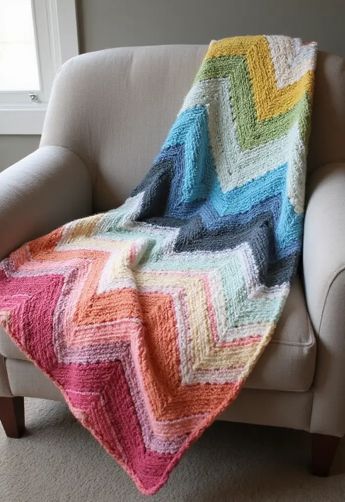 28 Cute and Warm Crochet Baby Blanket Free Pattern Designs Perfect for Newborn Gifts - 9. Chevron Baby Blanket