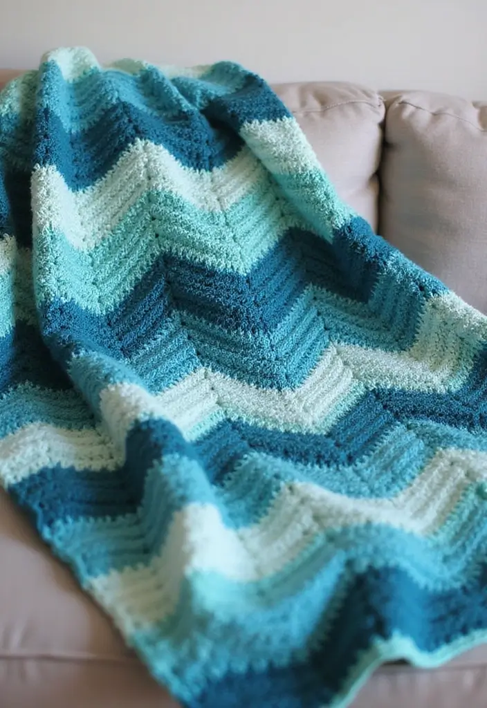 28 Free Crochet Patterns for Afghans with Textured Stitches and Gradient Colors - 1. Textured Waves Afghan