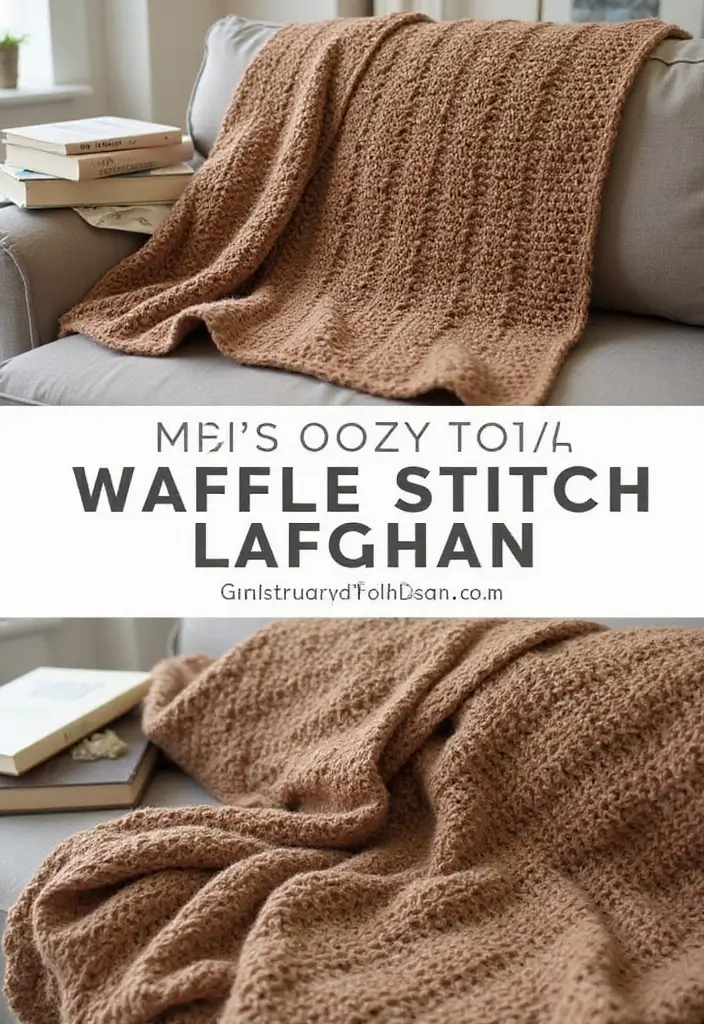28 Free Crochet Patterns for Afghans with Textured Stitches and Gradient Colors - 10. Waffle Stitch Afghan