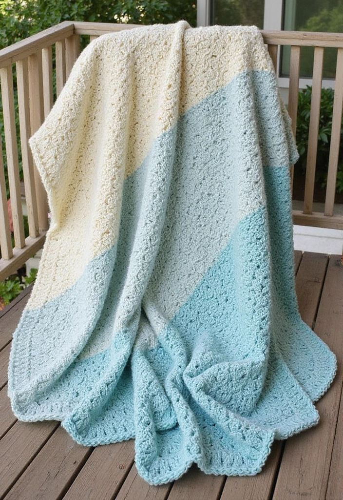 28 Free Crochet Patterns for Afghans with Textured Stitches and Gradient Colors - 14. Shell Stitch Afghan