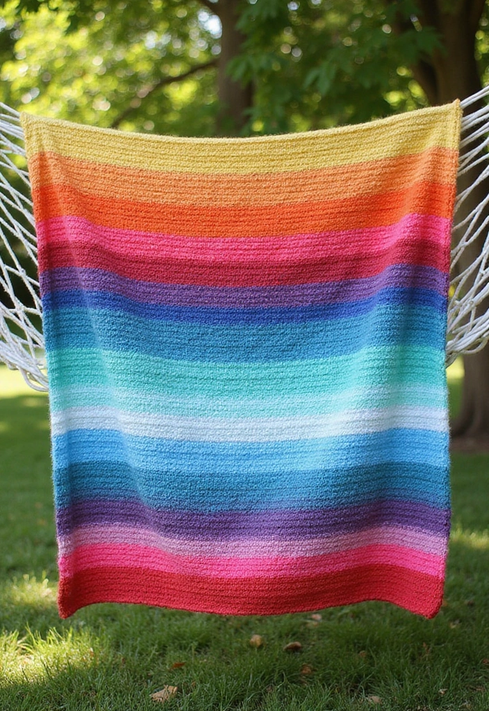 28 Free Crochet Patterns for Afghans with Textured Stitches and Gradient Colors - 17. Simple Stripes Afghan