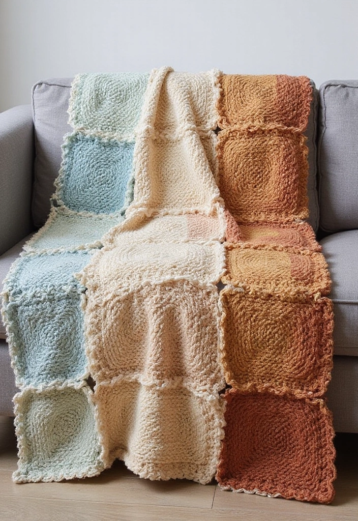 28 Free Crochet Patterns for Afghans with Textured Stitches and Gradient Colors - 23. Interlocking Squares Afghan