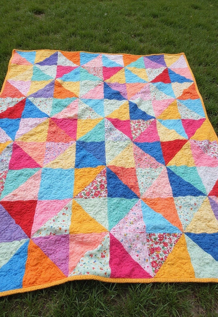 28 Free Crochet Patterns for Afghans with Textured Stitches and Gradient Colors - 25. Triangles Afghan Pattern