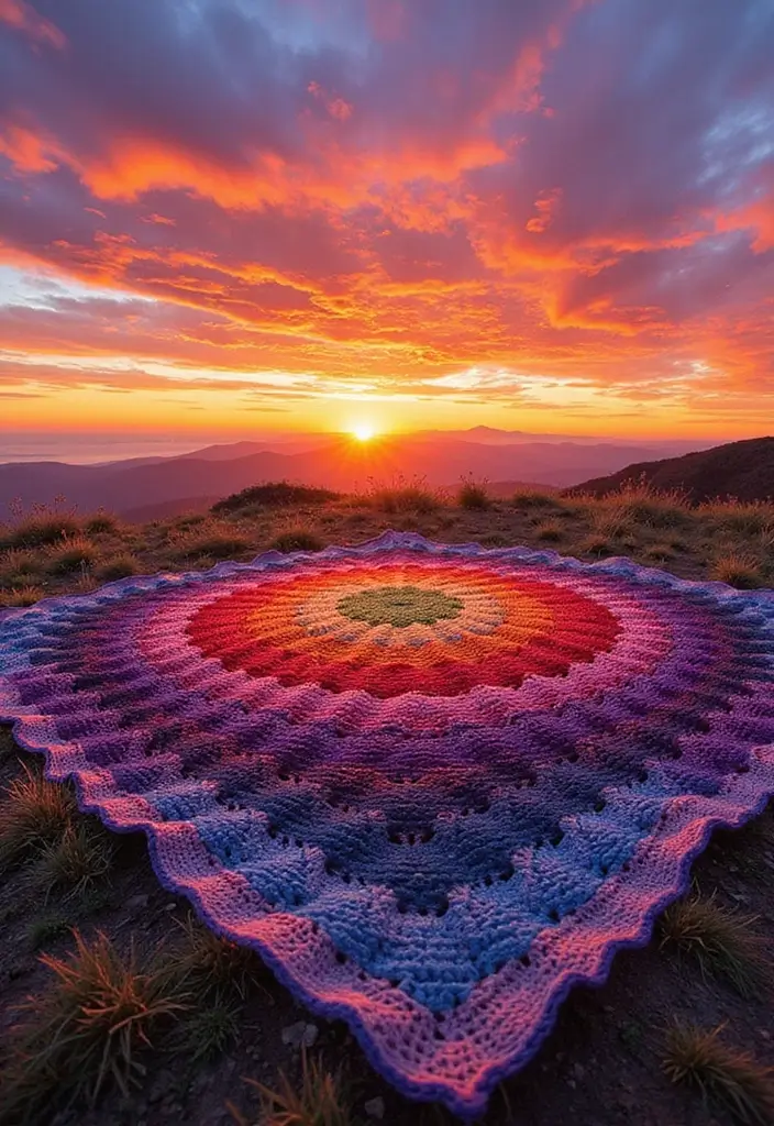 28 Free Crochet Patterns for Afghans with Textured Stitches and Gradient Colors - 27. Sunset Afghan Pattern