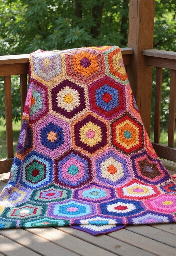 28 Free Crochet Patterns for Afghans with Textured Stitches and Gradient Colors - 28. Simple Motif Afghan