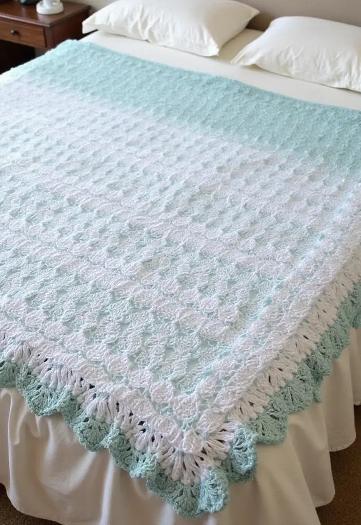 28 Free Crochet Patterns for Afghans with Textured Stitches and Gradient Colors - 9. Lace Gradient Afghan