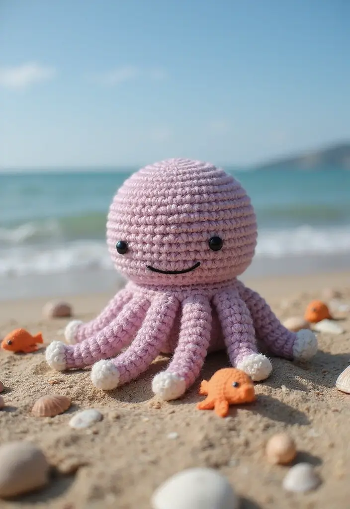 28 Fun Crochet Amigurumi Free Patterns Featuring Animals and Characters - 10. Adorable Octopus Amigurumi
