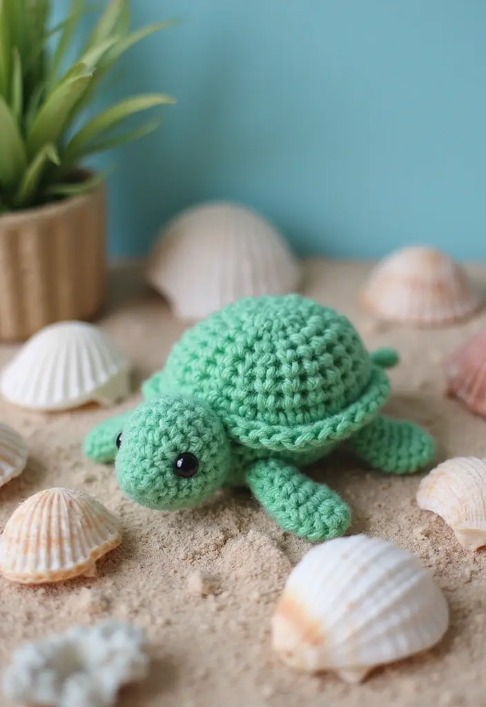 28 Fun Crochet Amigurumi Free Patterns Featuring Animals and Characters - 13. Tiny Turtle Amigurumi