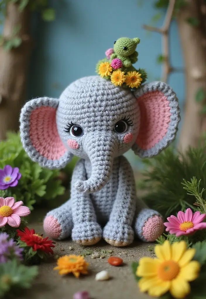 28 Fun Crochet Amigurumi Free Patterns Featuring Animals and Characters - 19. Enchanted Elephant Amigurumi