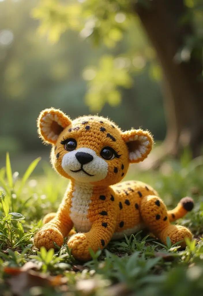 28 Fun Crochet Amigurumi Free Patterns Featuring Animals and Characters - 21. Caring Cheetah Amigurumi