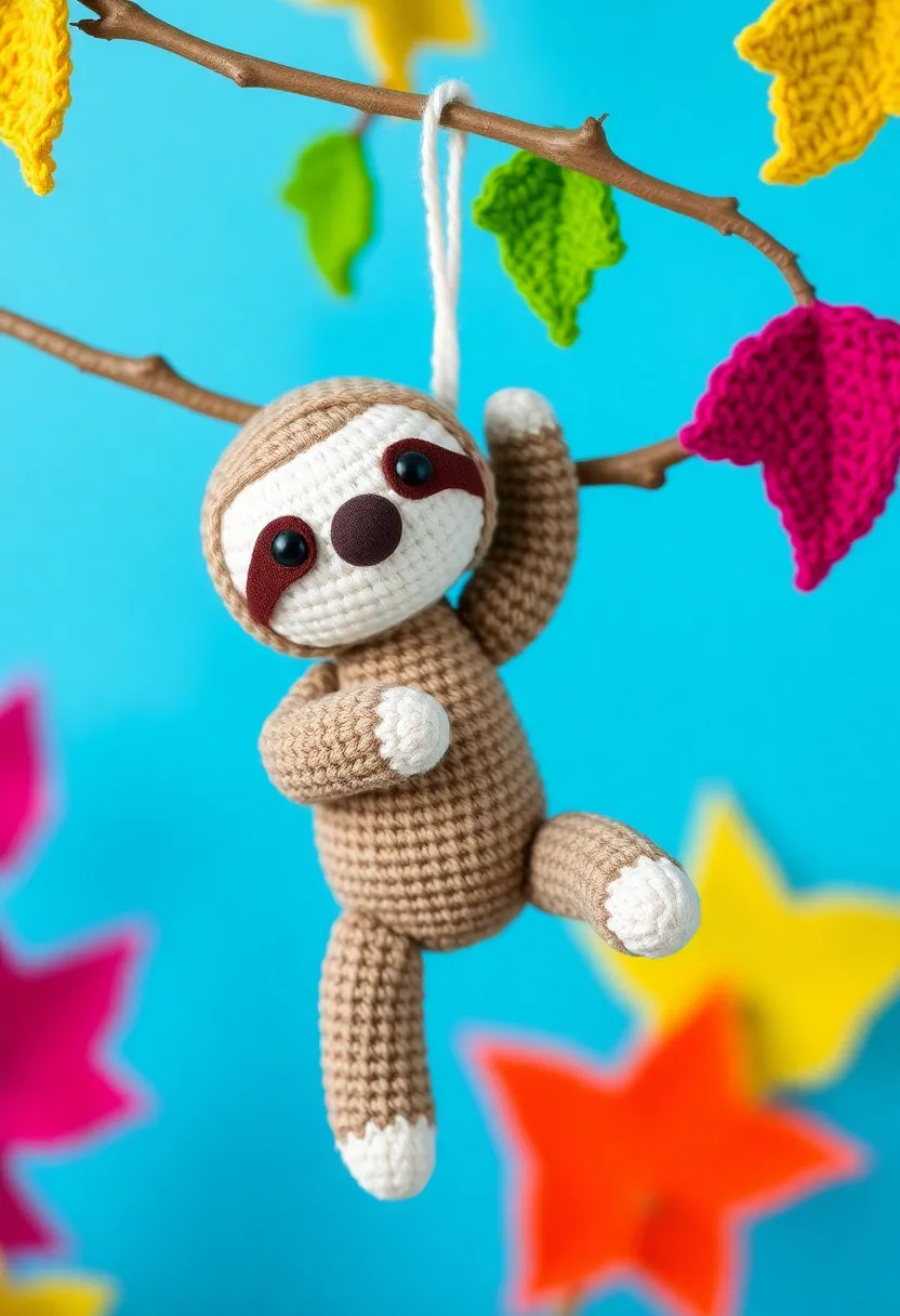 28 Fun Crochet Amigurumi Free Patterns Featuring Animals and Characters - 27. Silly Sloth Amigurumi