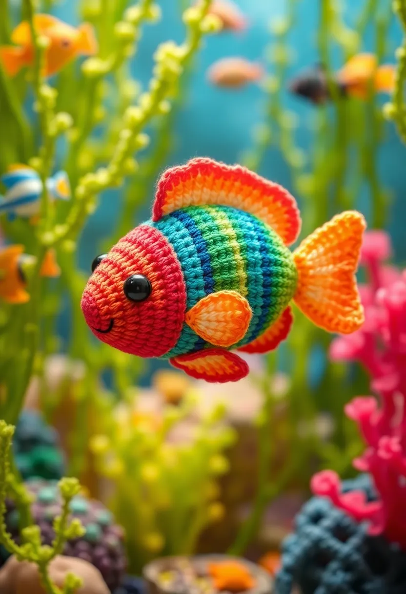 28 Fun Crochet Amigurumi Free Patterns Featuring Animals and Characters - 28. Radiant Rainbow Fish Amigurumi