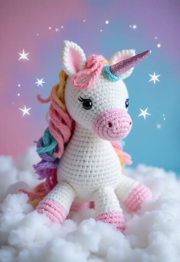 28 Fun Crochet Amigurumi Free Patterns Featuring Animals and Characters - 5. Sweet Unicorn Amigurumi