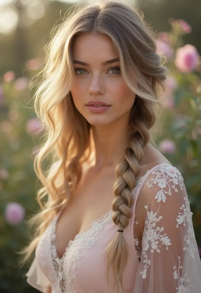 28 Half Braids Half Crochet Hairstyles That Blend Texture and Style Perfectly - 12. The Elegant Side Braid with Crochet Curls