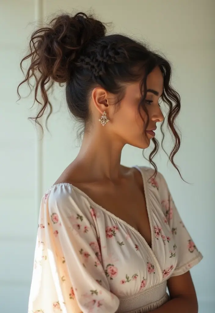 28 Half Braids Half Crochet Hairstyles That Blend Texture and Style Perfectly - 13. High Bun with Half Braids and Crochet