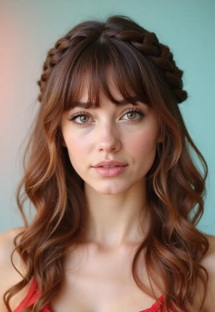 28 Half Braids Half Crochet Hairstyles That Blend Texture and Style Perfectly - 20. The Half Braided Fringe with Crochet Loops