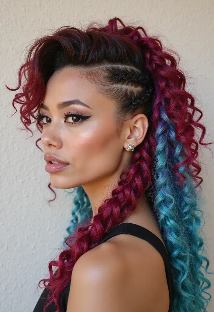 28 Half Braids Half Crochet Hairstyles That Blend Texture and Style Perfectly - 6. Half Braided Mohawk with Crochet